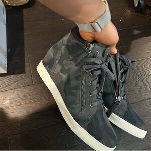 Gray Camouflage High-Top Sneakers